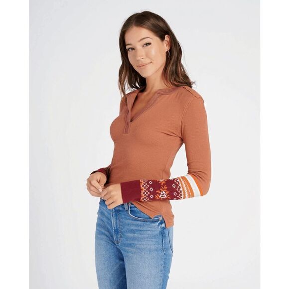 Free People Boho Long Sleeve Mikah Layering Sweater Autumn Combo Small NWT - Picture 7 of 8